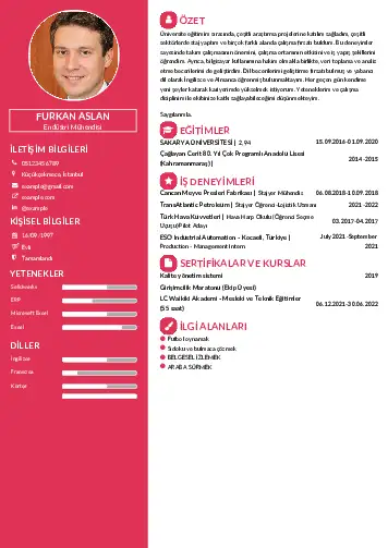 Endüstri Mühendisi CV Örnekleri cv indir